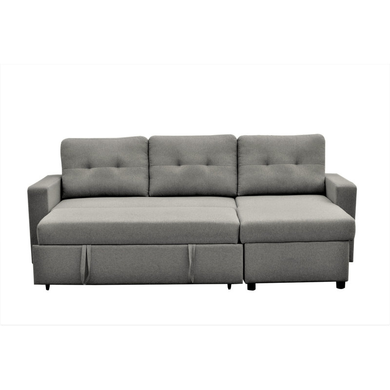 Canapé-lit modulaire convertible en L, Polyester gris