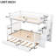 Lit superposé simple au-dessus d'un lit double avec lit gigogne et garde-corps blanc - Économie d'espace stable et de style moderne-100609330-100609331