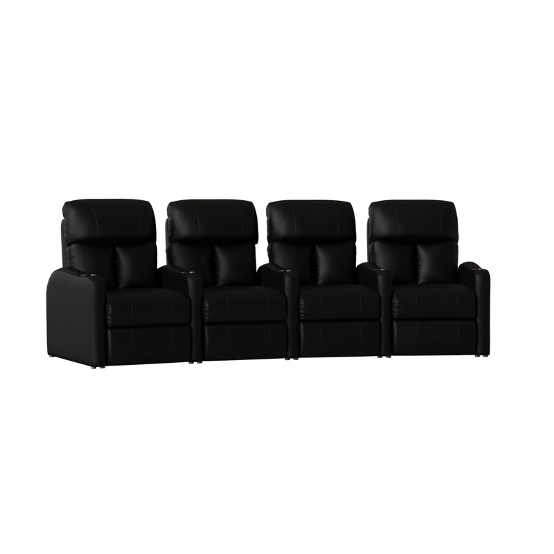 Rangée de sièges de cinéma maison (rangée de 4), Manuel, Noir luxe