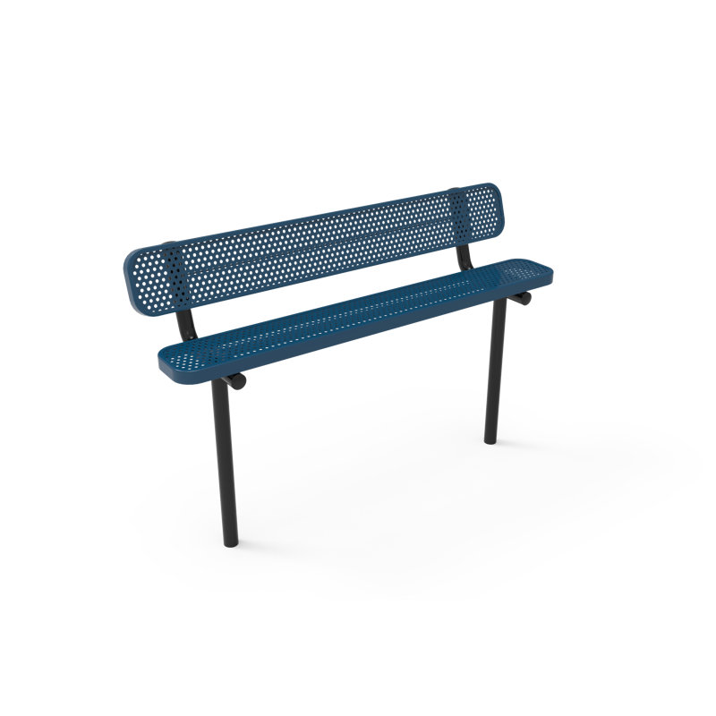 Banc COATEDOUTDOORFURNITURE, bleu pâle, perforé, 1,83 m, avec dossier, Bleu clair