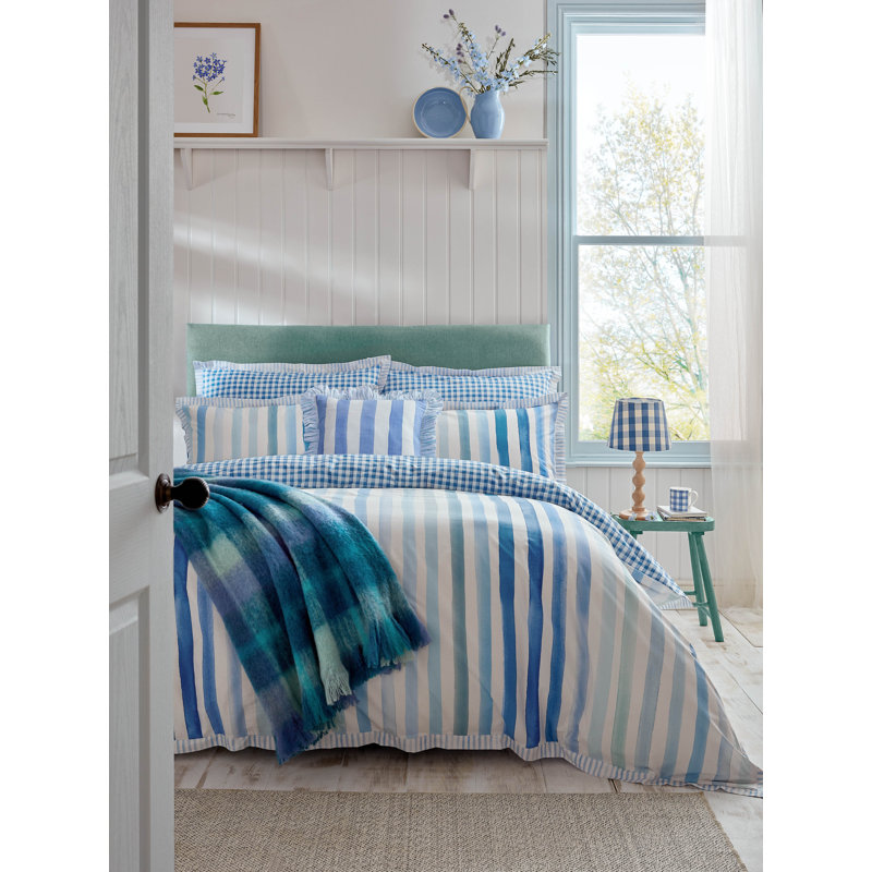100% Cotton Percale, 200 Thread Count Striped Duvet Cover Set, King  Duvet Cover + 2 pillowcases