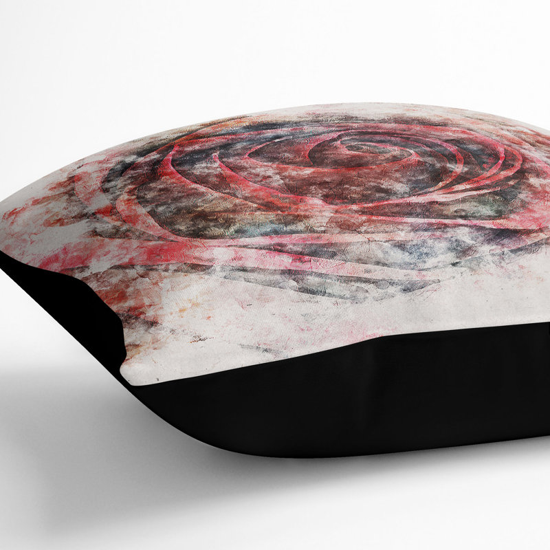 Rose Watercolour Cushion with Filling, 40cm H x 40cm W x 15cm D, Black