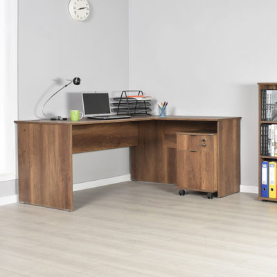 Modern Walnut Study Desk, 63.0 x 29.5 x 56.7 inches | 100% Melamine Coated Particle Board, Wall-Mountable Design | Extra Storage Space, Stylish & Functional for Home Office, Contemporary Brown Finish