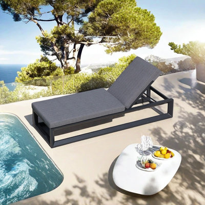 Morera Outdoor Metal Chaise Lounge , Cushion Included