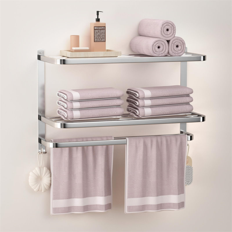 Bissonet Wall Towel Rack, Silver