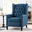 Fauteuil inclinable manuel de 26,44 po de largeur en bleu avec tissu doux et pieds inclinables en bois de bouleau