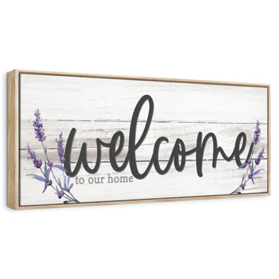 Plaque murale "Welcome to our home" lavande