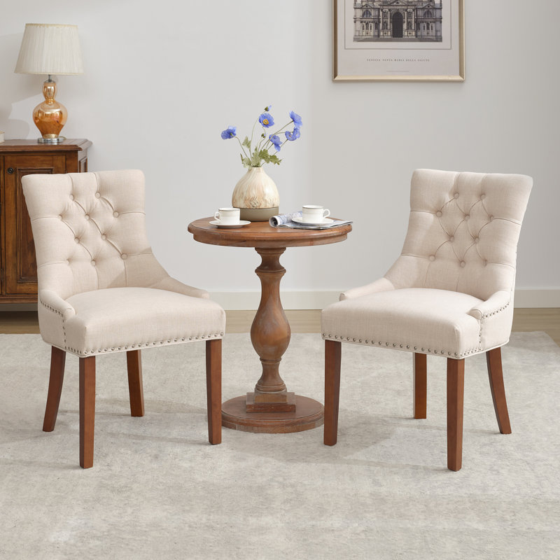 Chaise de salle à manger rembourrée Berenis, Beige, Brun