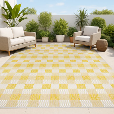 Tapis jaune / crème Drora