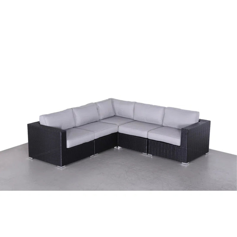 Modulaire de patio 94 po avec coussins gris intempéries 94 po, entièrement assemblé, housses de coussin lavables à la machine en forme de L nécessitant peu d'entretien, toutes saisons