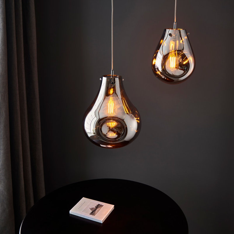 Alyca 1 - Light Chrome Teardrop Pendant, Silver