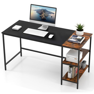 Computer Desk, Home Office Desk With 2-Tier Shelf, Industrial Writing Desk With Thicken Metal Frame, Computer Desk, Study Desk, Vanity Table