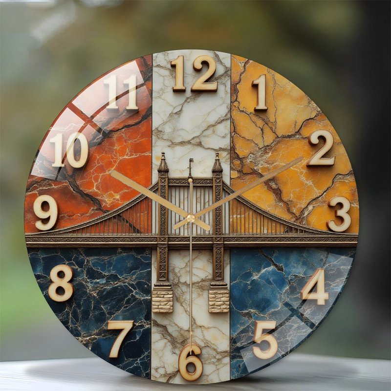 Horloge murale élégante avec pont et horloge murale moderne en verre 12 po