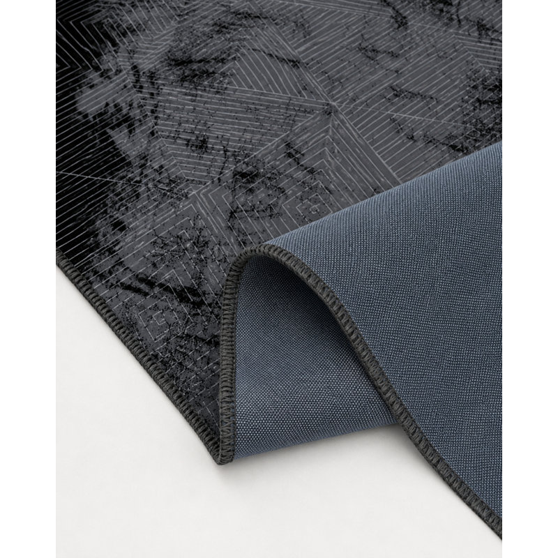 Camfort Black Striped Digital Print Cotton Polyester Non-Slip Area Rug, Tapis de couloir 3 pi 3 po x 11 pi 5 po