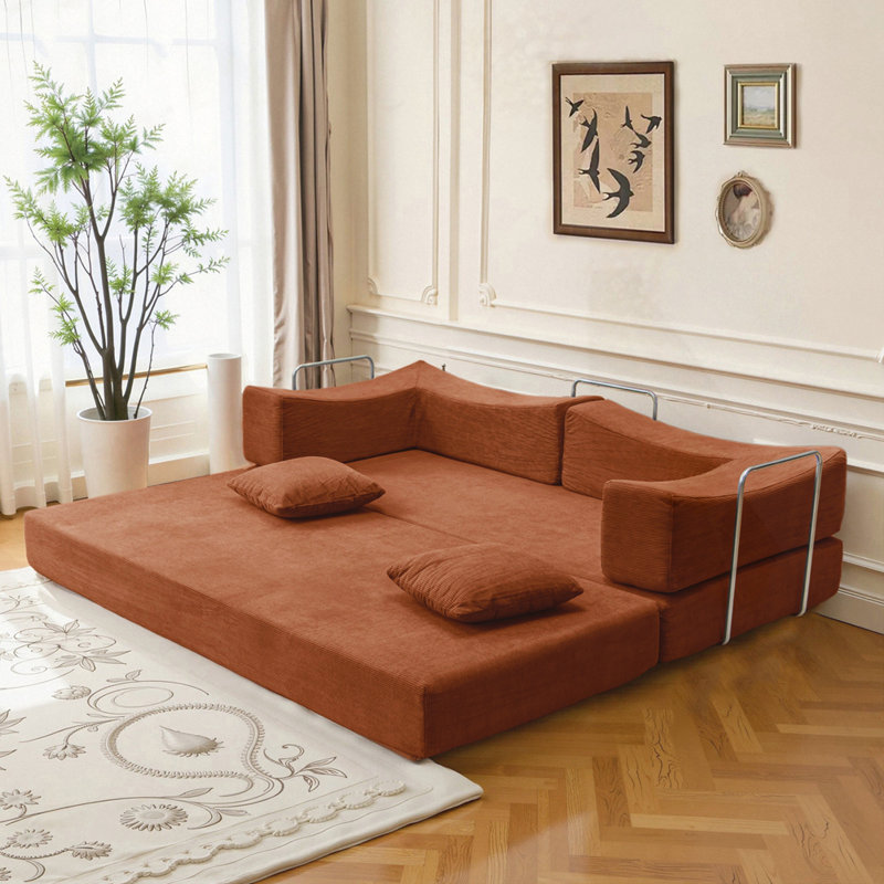 Canapé-lit modulaire convertible 2-en-1, Brun