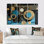 Art nouveau collage art bleu clair - ensemble de décoration murale géométrique