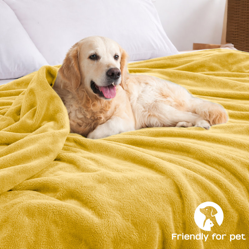 Luxury Double-Sided Mink Flannel Fleece Throw Blanket, Throw ( 50 x 60 ), Ochre