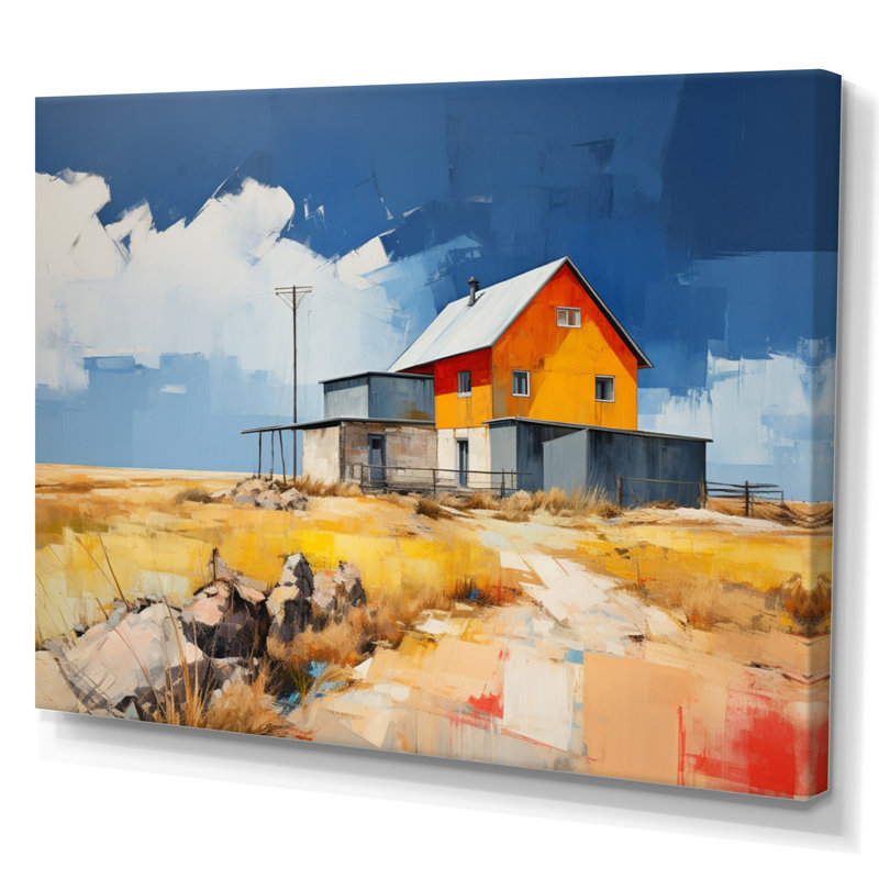 Mariele " Farmhouse Farmstead Abstraction II ", Toile tendue, H 34 po x l 44 po x P 1,5 po