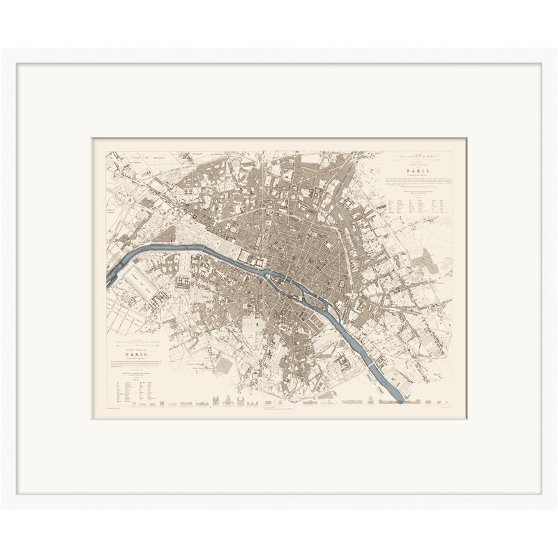 «Map Series Paris» par Lillian August, reproduction sur papier Shadowbox