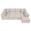 Canapé beige en chenille à accoudoirs carrés-1526976094