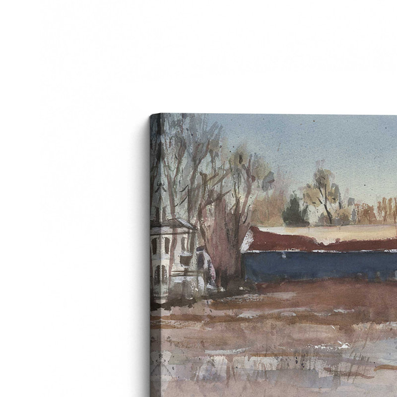 Impression sur toile, "Suffield Connection Barns" par Stephen Calcasola, H 12 po x l 16 po