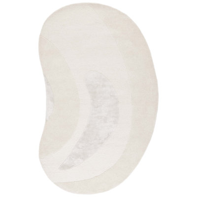 Novelty Hand Tufted Wool Viscose Solid Color Rug in Ivory/Beige