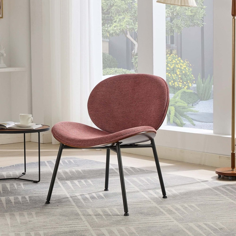 Anson Mid-Century Modern Upholstered Accent Chair, Red Fabric