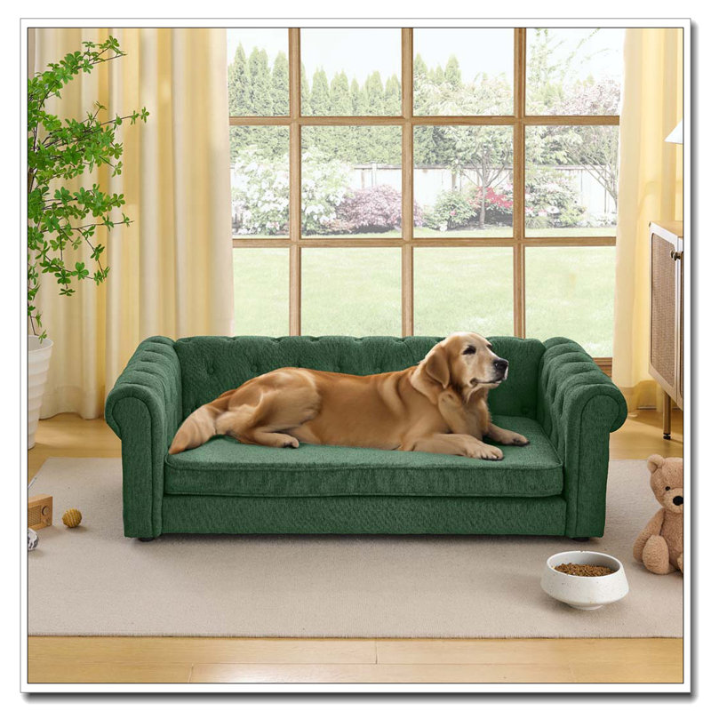 Lit rectangulaire pour chien, canapé-lit pour chien, Vert olive
