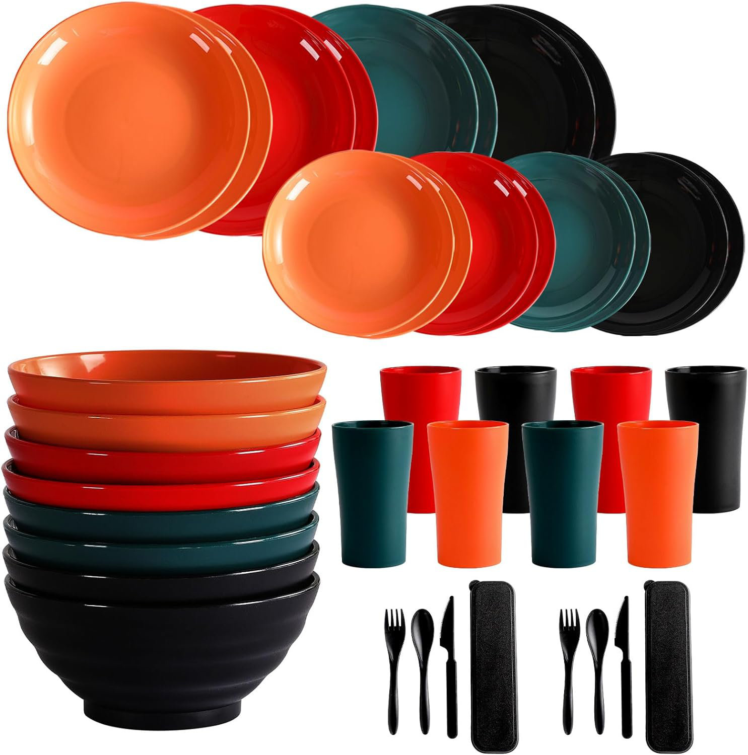 Latitude Run® Kopple 64 PCS Unbreakable Plastic Dinnerware Sets ...