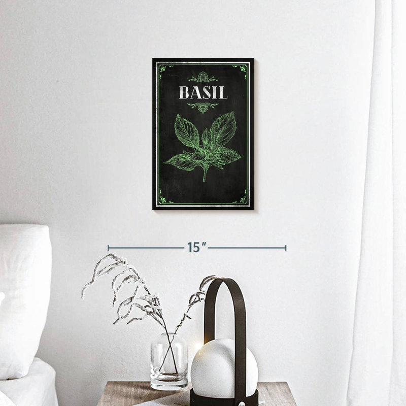 Basilic frais sur toile, H 12 po x l 8 po x P 1 po