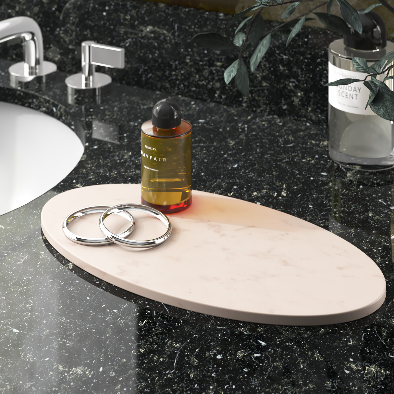 Fern Marble Bathroom Tray