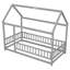 Lit de plancher en bois avec cadre de toit de maison, garde-corps de clôture-28555290-28555289