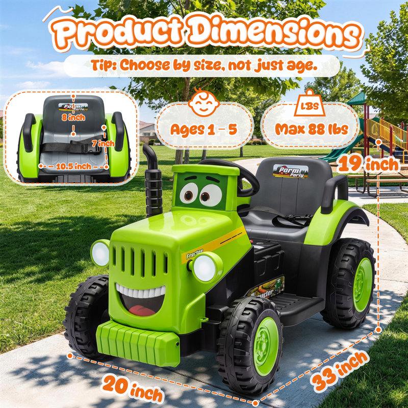 Voiture-jouet pour enfants avec volant, roues durables et conception stable pour le jeu intérieur et extérieur, Vert