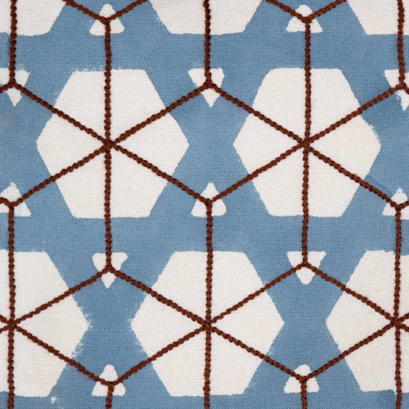 Jaali Pillow Cover 20x20 Inch, Off White;Blue;Brown