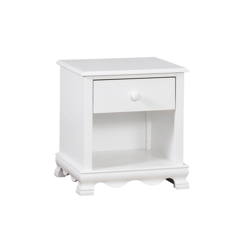 Table de chevet contemporaine 1pc avec poignées en bois massif et 1 tiroir