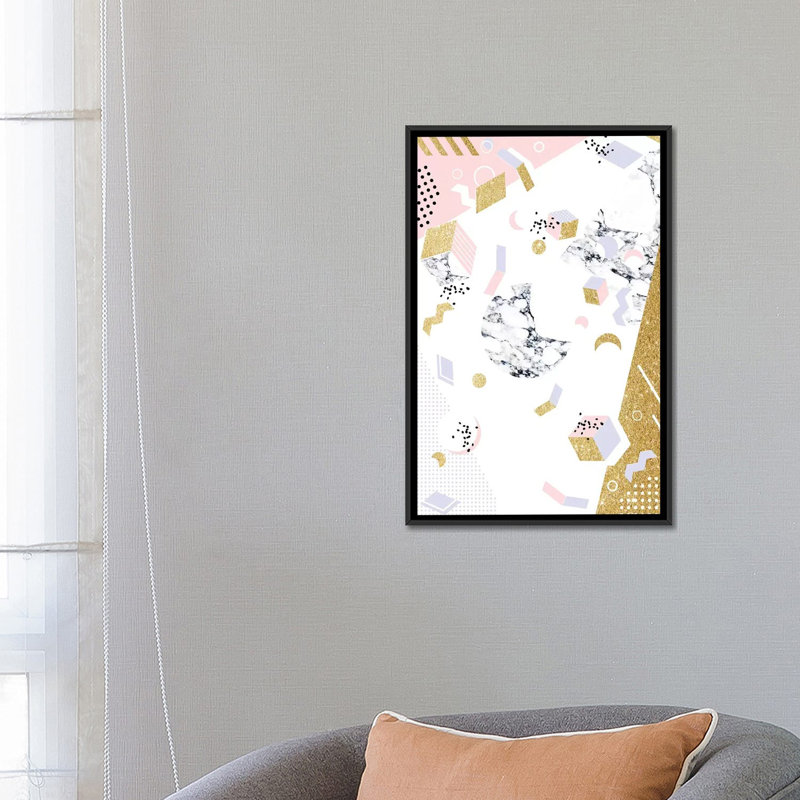 « marble moon abstraction », impression sur toile, H 26 po x l 18 po x P 1,5 po, Toile avec cadre noir