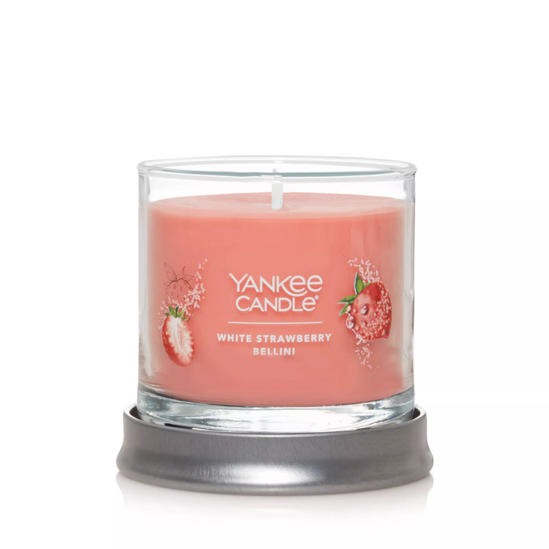 White Strawberry Bellini Small Glass Tumbler Candle