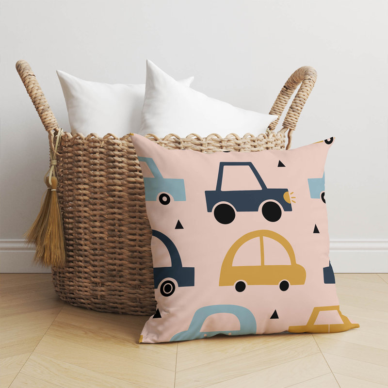 Coussin Driveway, H 16 po x l 16 po, Rose / Jaune