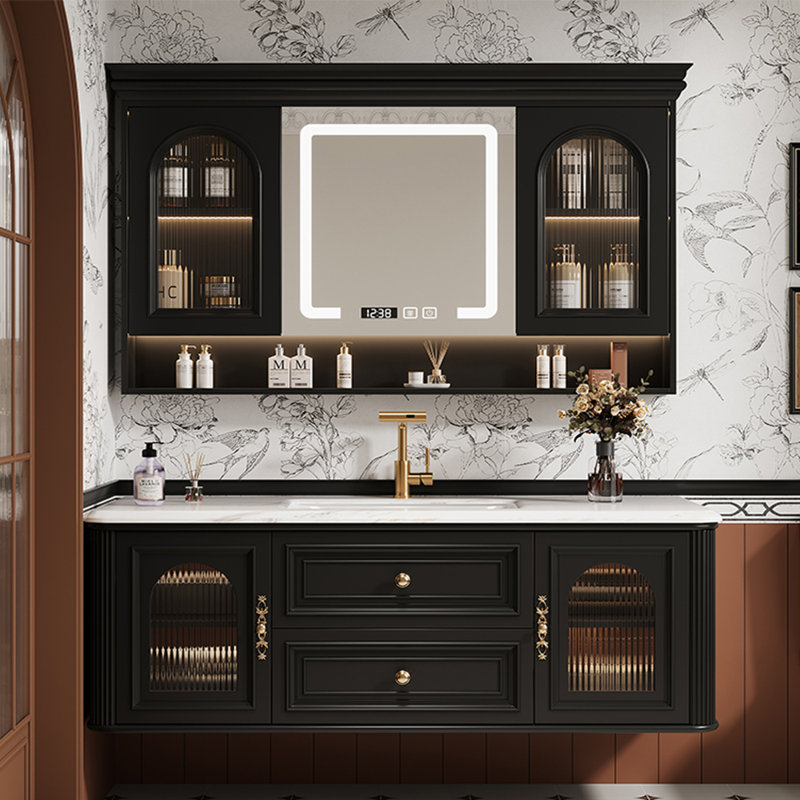 Bathroom cabinet retro American style, Black, 51"