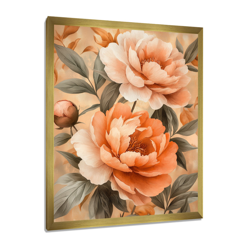 Irma - impressions sur toile florales, H 40 po x l 30 po, Picture Framed, Doré