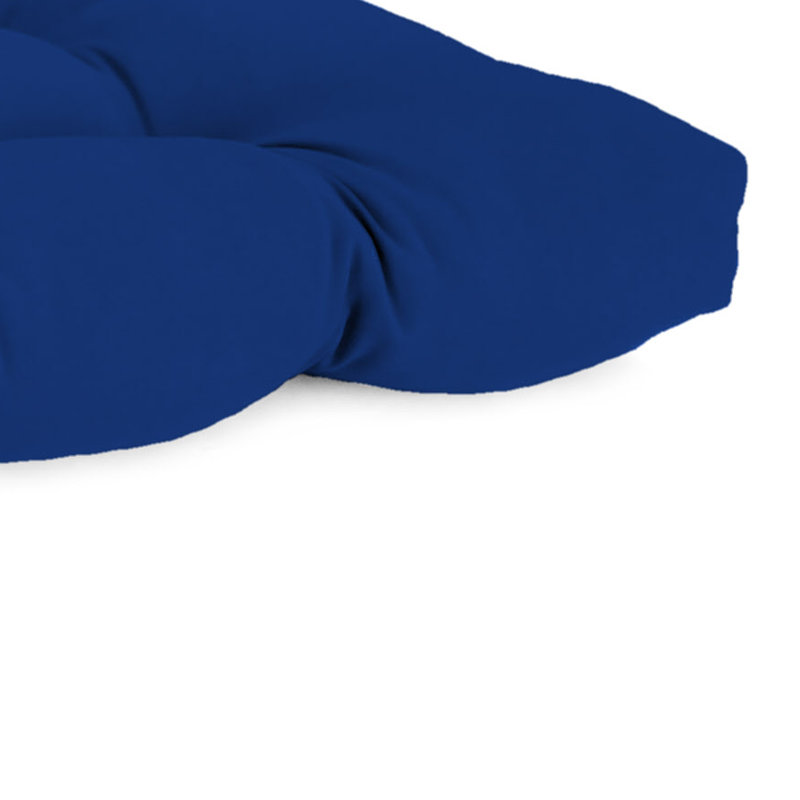 43" x 19" Contoured Outdoor Wicker Bench Cushion, Blue