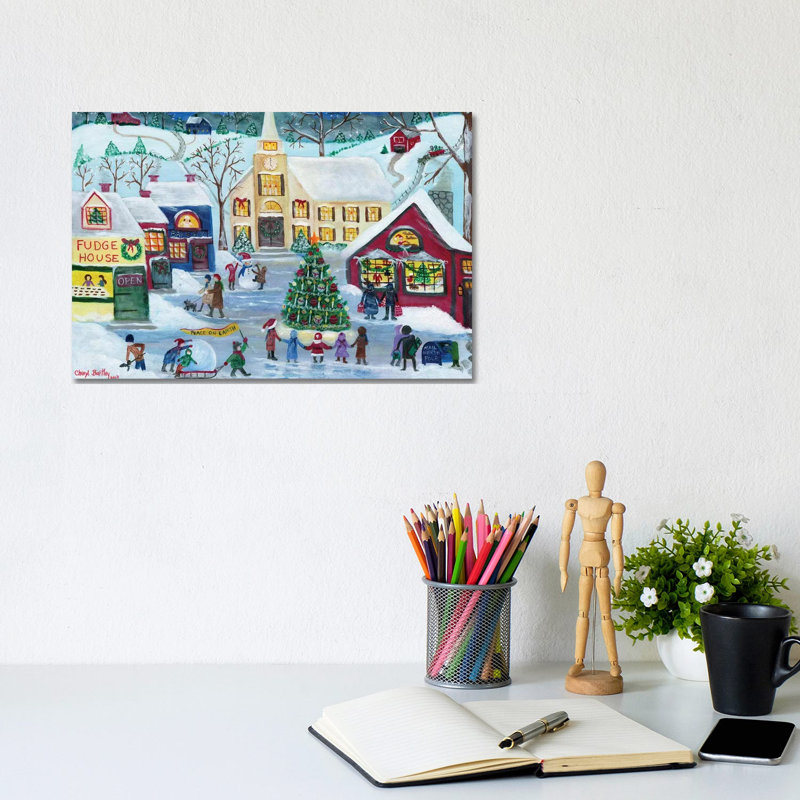 Christmas Holiday Shopping Village by Cheryl Bartley - Print on Canvas, Wrapped Canvas, 101.6 cm H x 66.04 cm W x 3.175 cm D