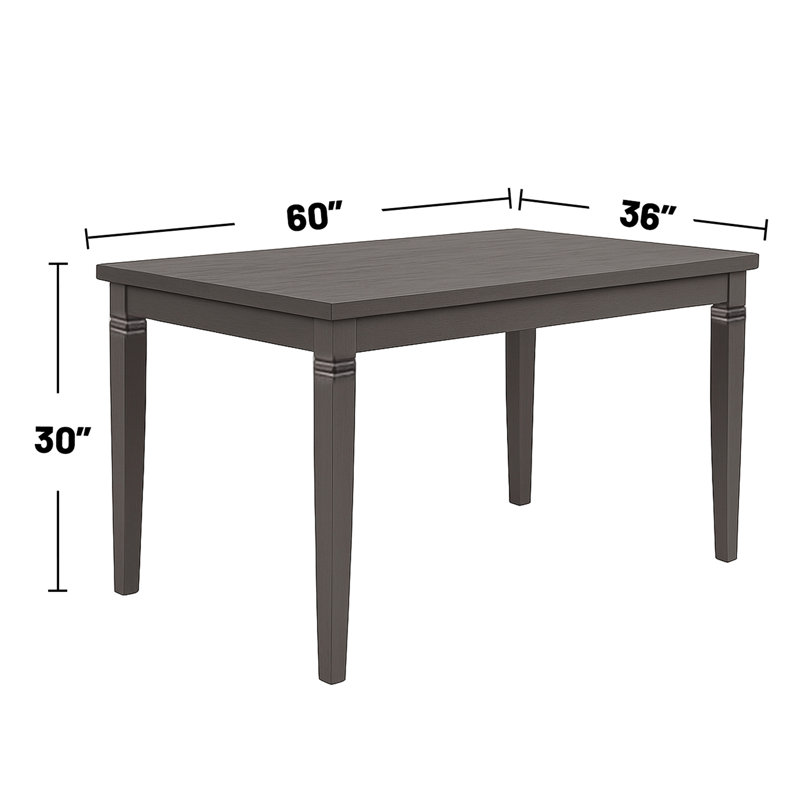 Table de salle à manger rectangulaire en bois gris 6 avec 4 chaises rembourrées et un banc - attrait moderne, assise de table facile à assembler, aspect transitionnel, qualité durable