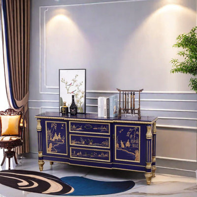 Hand-Painted Carved Accent Cabinet 59.06'' Sideboard