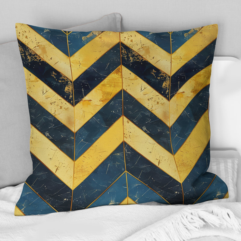 Coussin Blue Gold Glamour Chevron, H 18 po x l 18 po