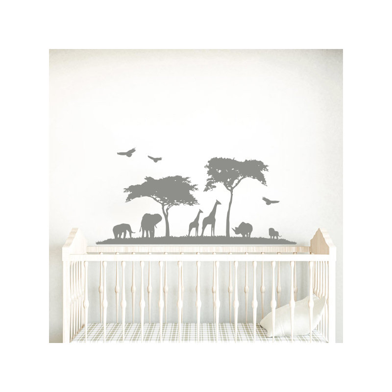 Décalcomanie murale chambre d’enfant safari, Gris