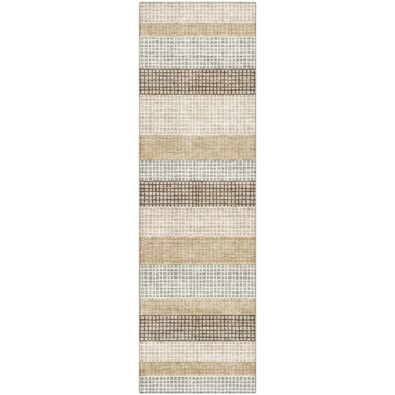 Premium Machine Washable Ariel AMF2008 Stripes Rug, Runner 2'3" x 7'6"