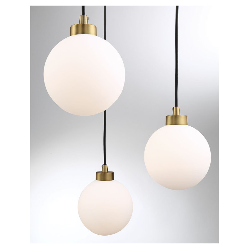 Luminaire suspendu sphérique à 5 lumières Raeburn, Laiton, Blanc