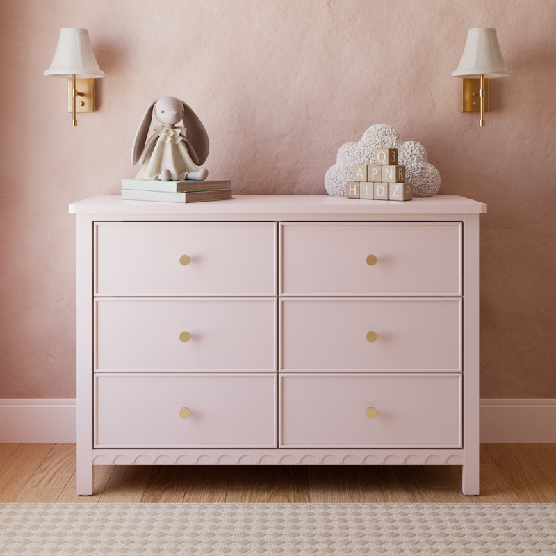Commode double 6 tiroirs Sasha, Rose
