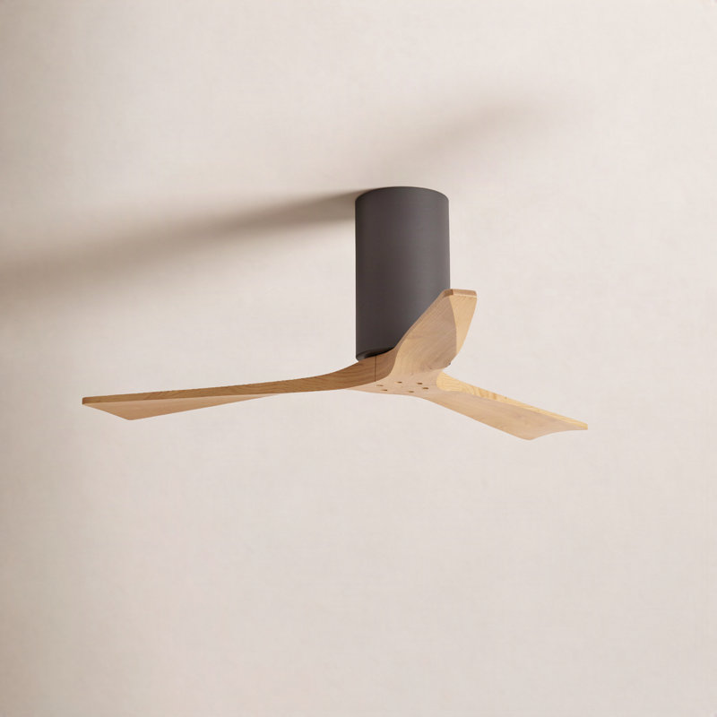 Ventilateur de plafond à 3 pales Olivier, Nickel brossé, Ton érable clair, 42"